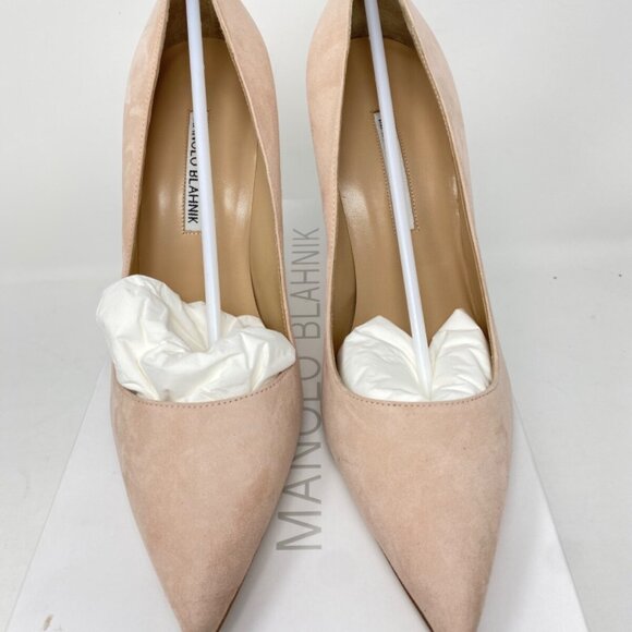 Manolo Blahnik BB 105 Pointy Toe Pump Suede Daim Nude Pumps - Picture 6 of 12